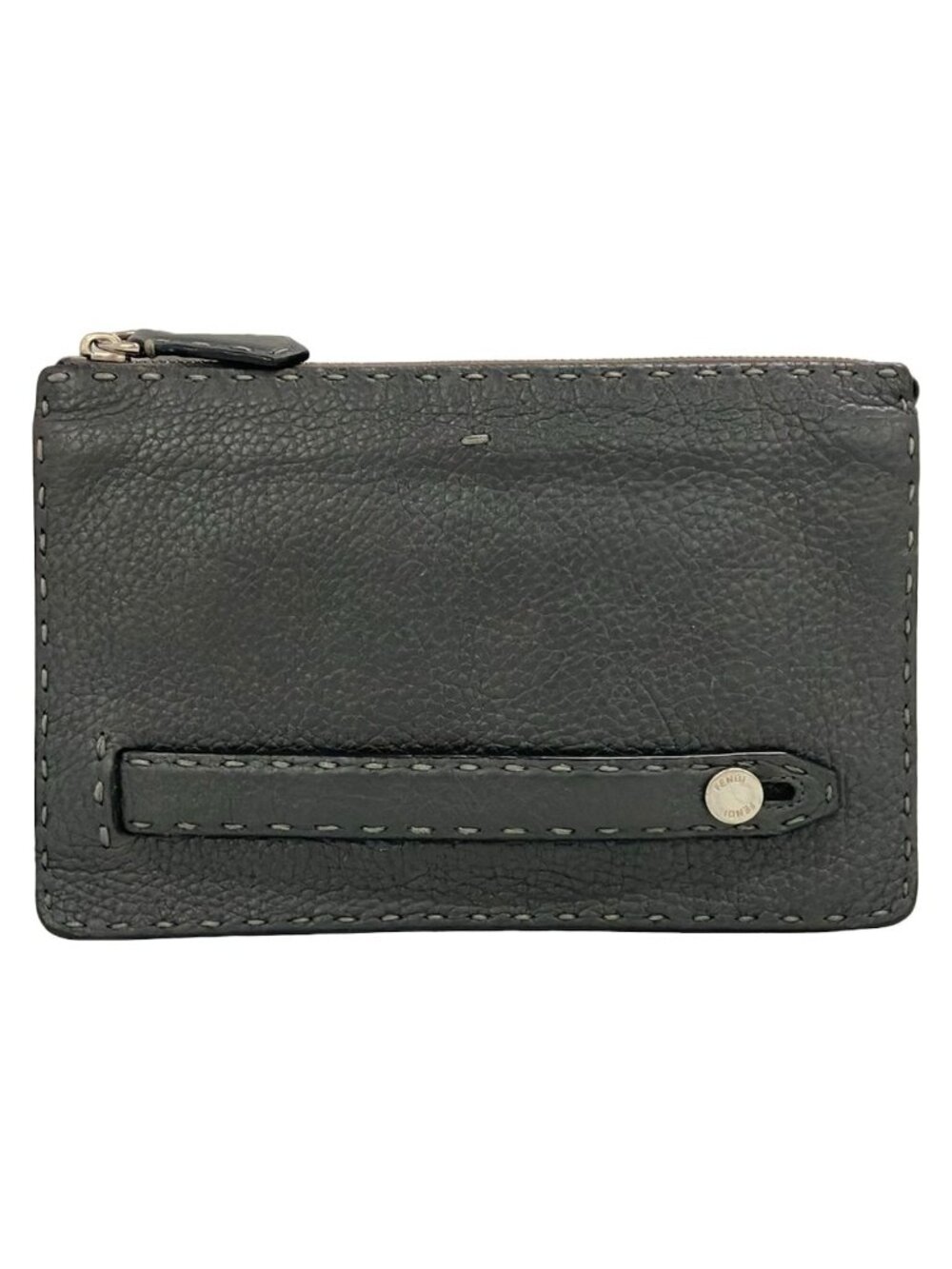 Fendi Clutch Selleria Dark Gray Leather